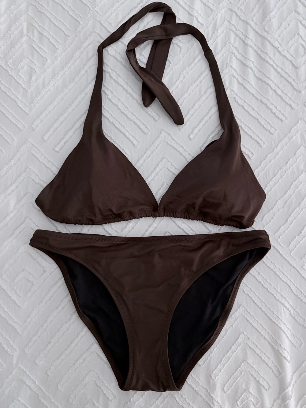 Victoria’s Secret Brown Halter Triangle Bikini Set Size Large Y2K